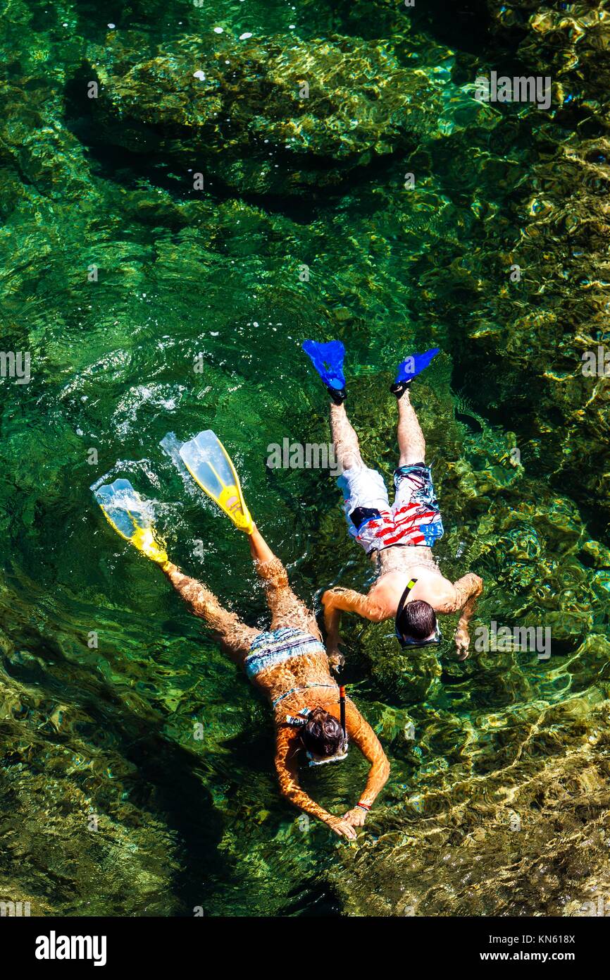 snorkeling, Cap de Peyrefite, LanguedocRoussillon, France Stock Photo