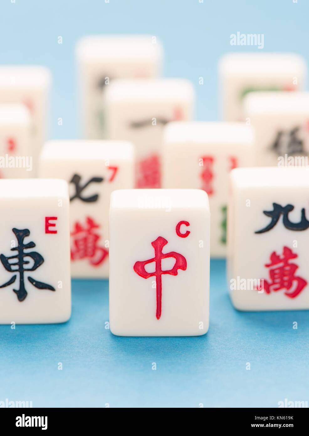 Tiles of mahjong board game Stock Photo Alamy