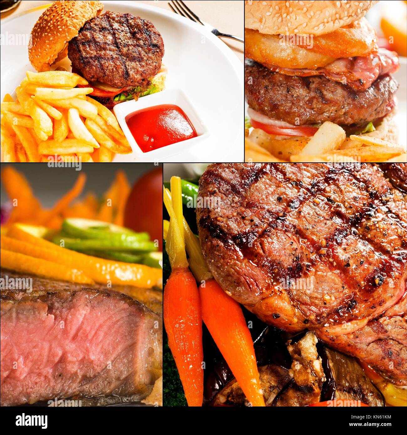 beef dishes collage composition nested on square frame Stock Photo Alamy