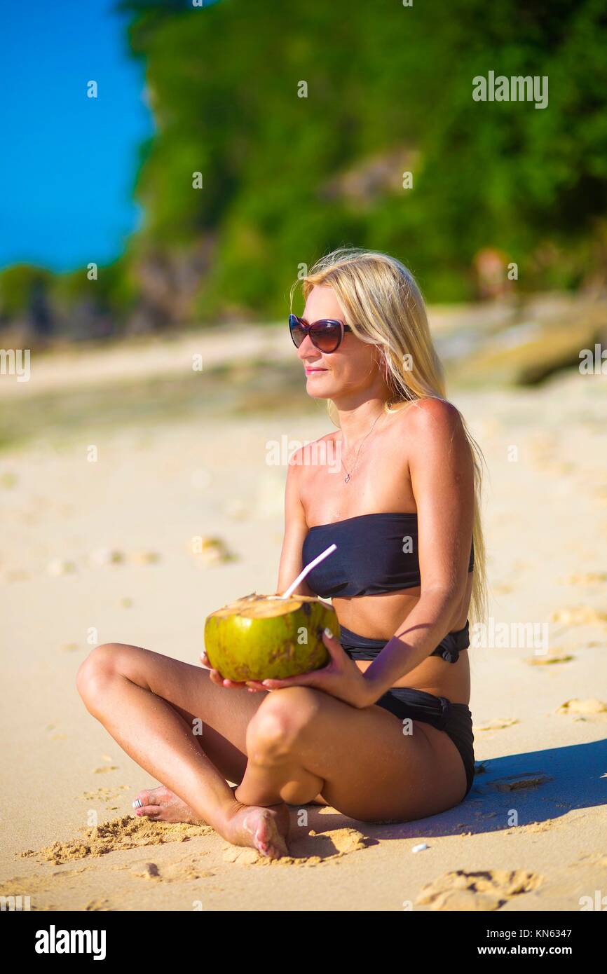 Young Woman in Bikini on a Tropical Beach.Bali.Indonesia Stock Photo Alamy