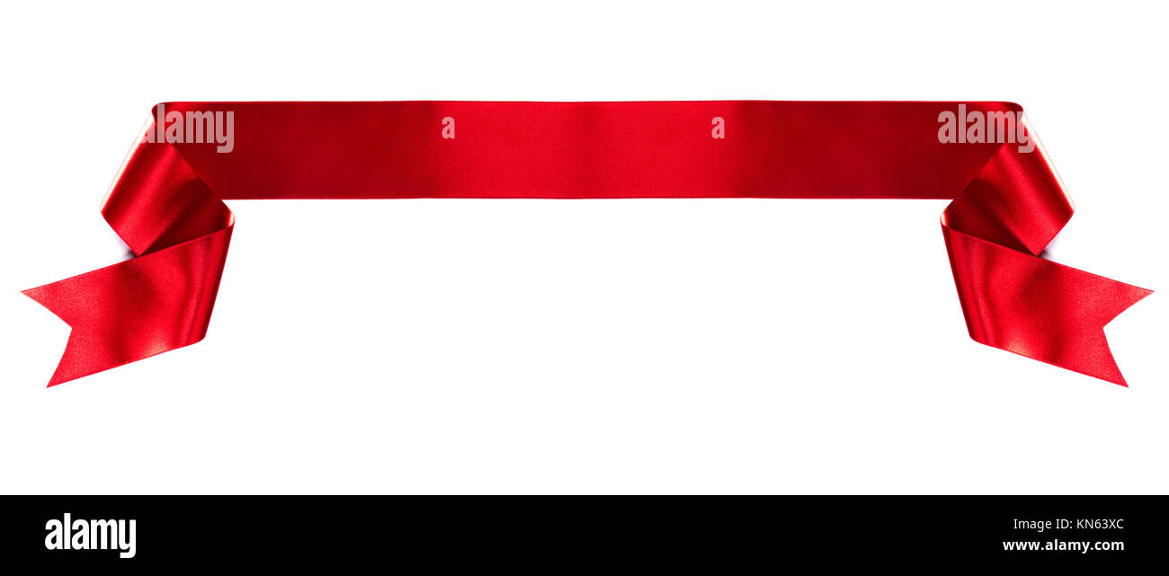 Red banner ribbon isolated on white background Stock Photo - Alamy