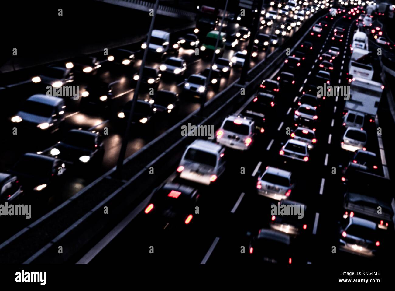 car lights on a highway by night Stock Photo Alamy