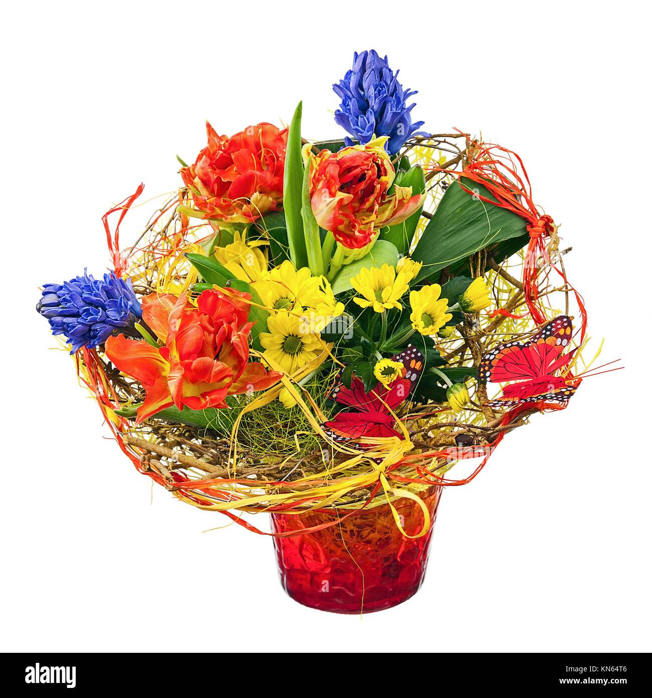 Red yellow and blue flowers in vase hi-res stock photography and images ...