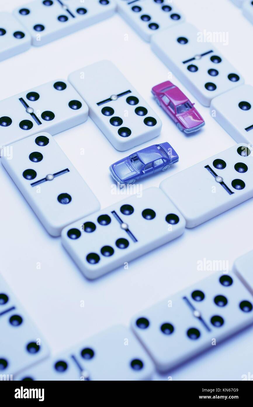 Model cars and dominoes Stock Photo Alamy
