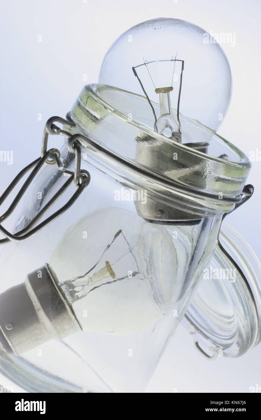 Light bulbs in glass jar Stock Photo Alamy