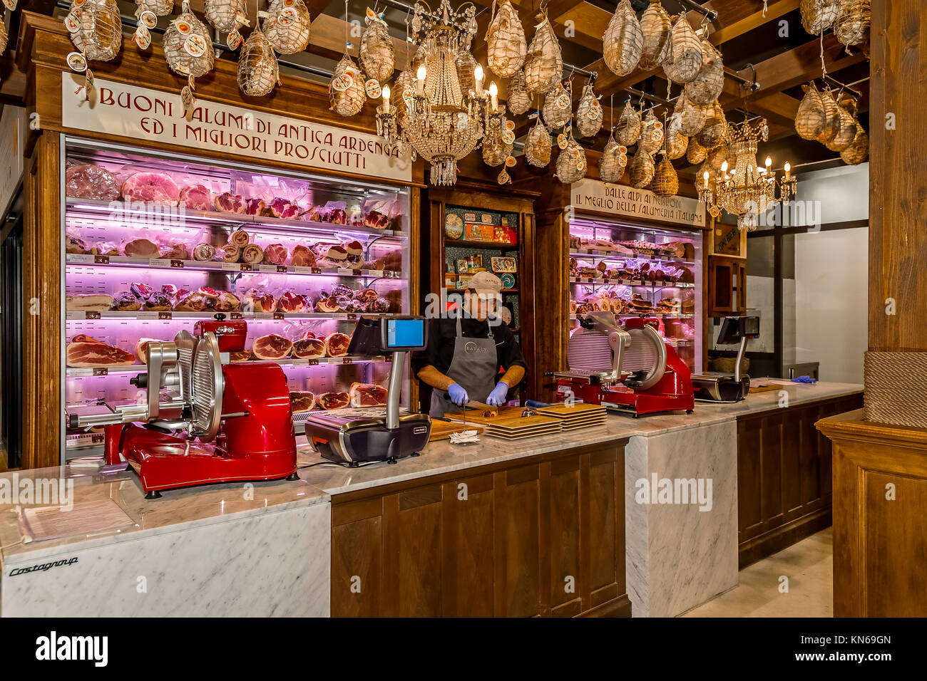 Italy Emilia Romagna Bologna Fico Eataly World Bologna Salumeria Antica Ardenga Stock Photo
