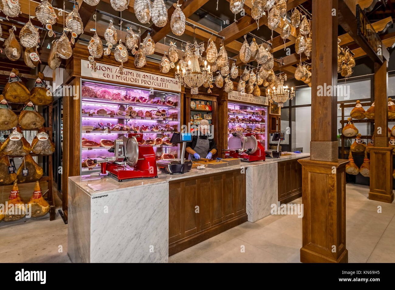 Italy Emilia Romagna Bologna Fico Eataly World Bologna Salumeria Antica Ardenga Stock Photo