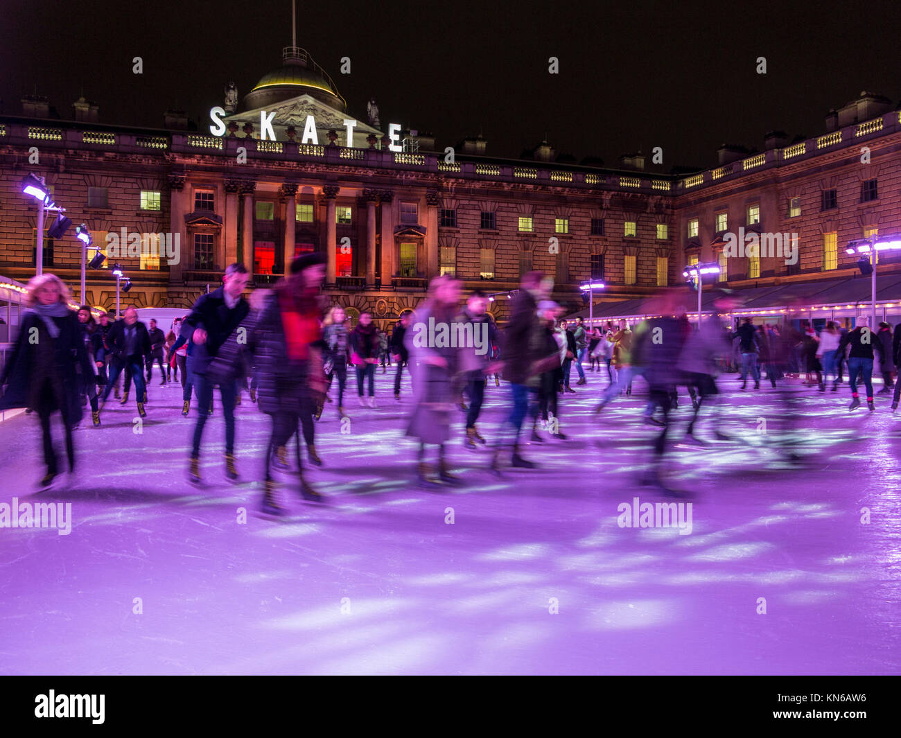 Skaters enjoying the ice rink at Christmas time at Somerset House Stock ...