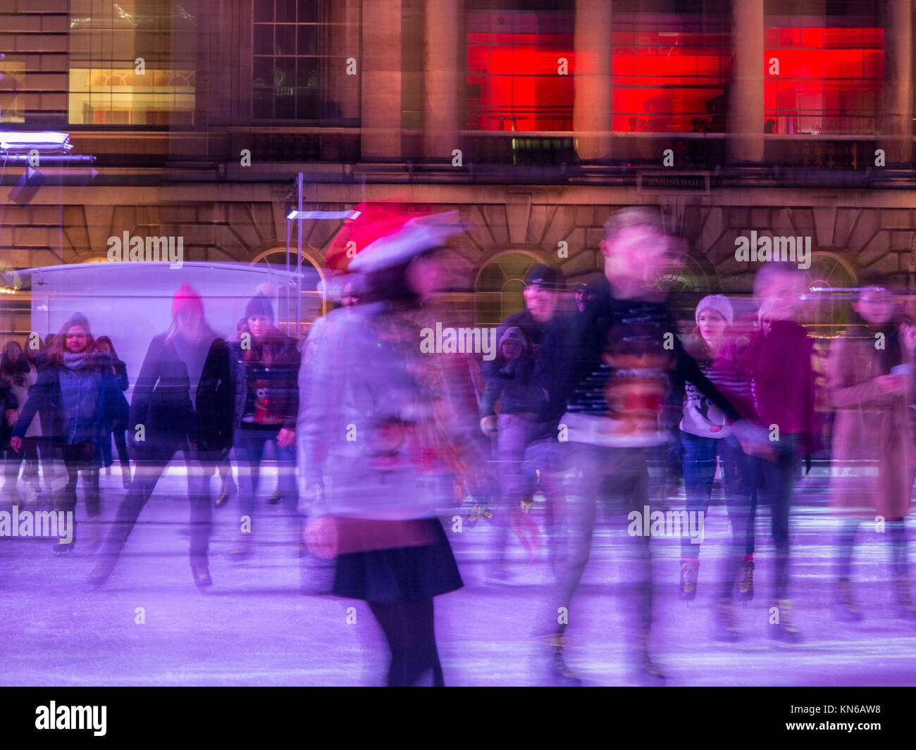 Skaters enjoying the ice rink at Christmas time at Somerset House Stock ...