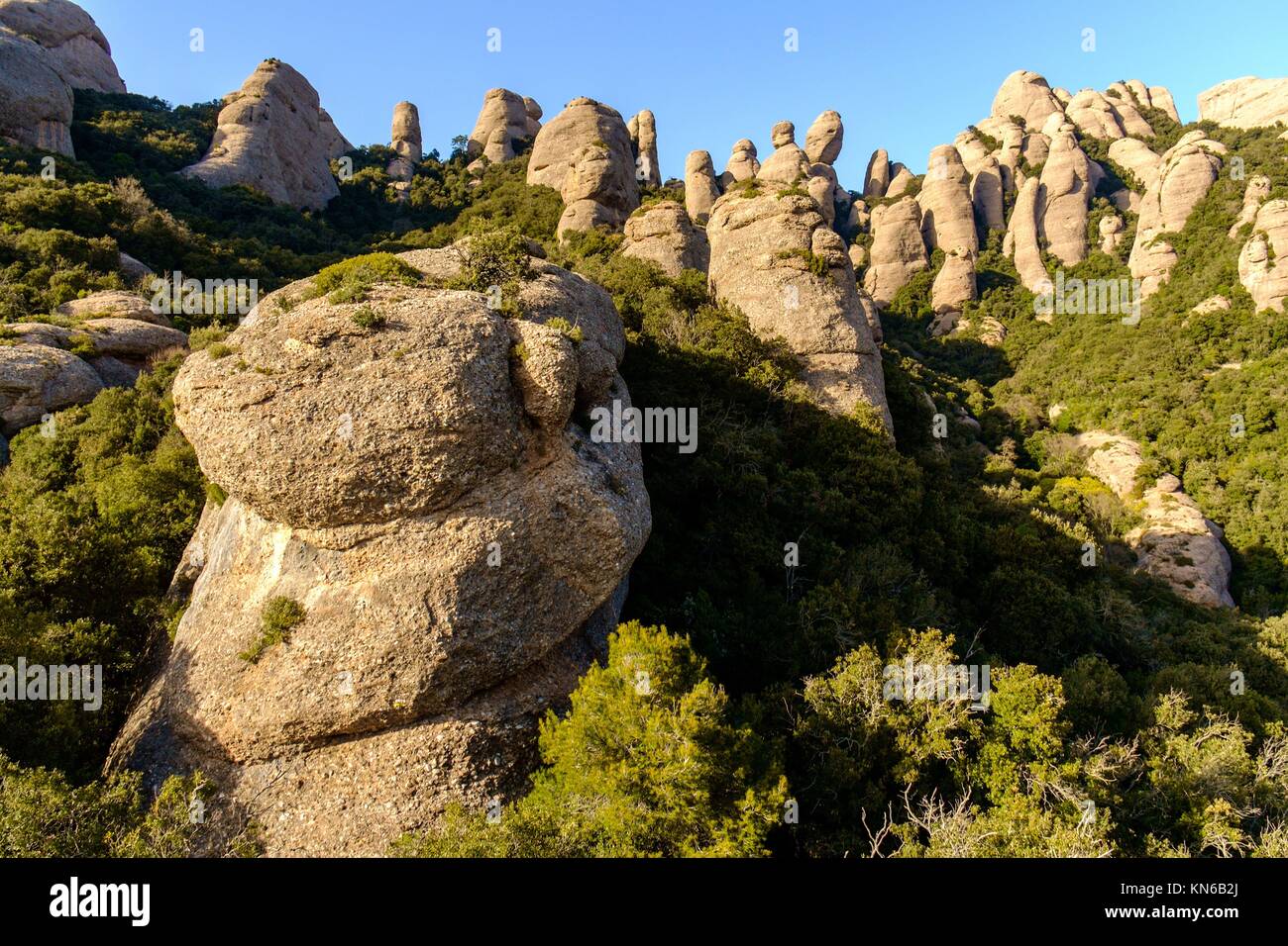 Landscape in the mountain of Montserrat in Catalonia, Spain Stock Photo ...