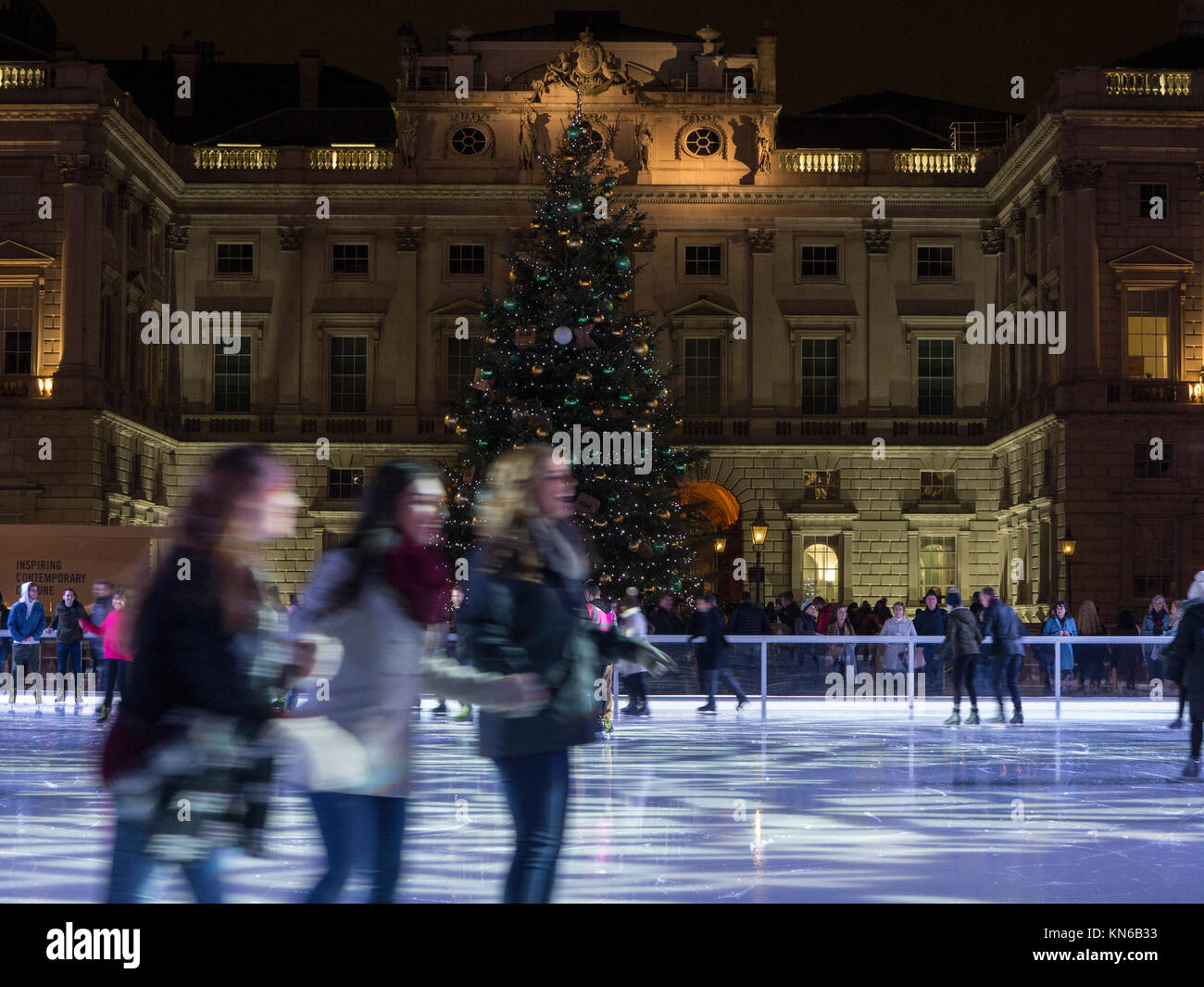 Skaters enjoying the ice rink at Christmas time at Somerset House Stock ...