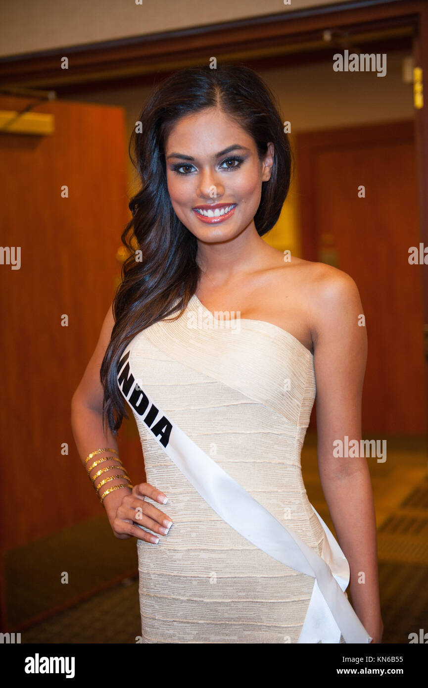 MIAMI, FL - JANUARY 20:  INDIA NOYONITA LODH   attends a Miss Universe press junkett, at Crown Plaza Hotel, on January 20, 2015 in Miami, Florida.  People:  INDIA NOYONITA LODH Stock Photo