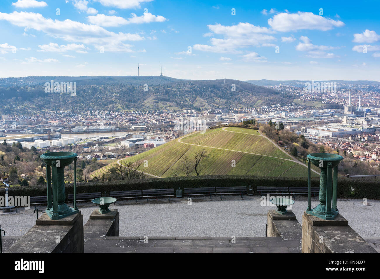 Stuttgart Landscape Germany TV Tower Vineyards Beautiful Blue Skies ...