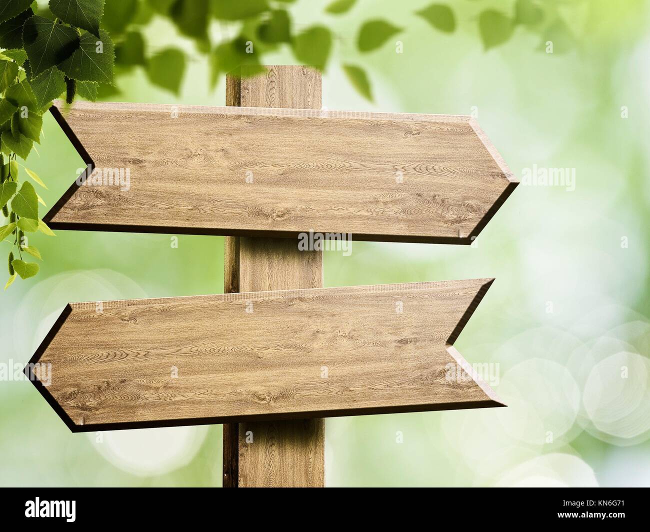 Wooden sign over abstract natural backgrounds Stock Photo - Alamy