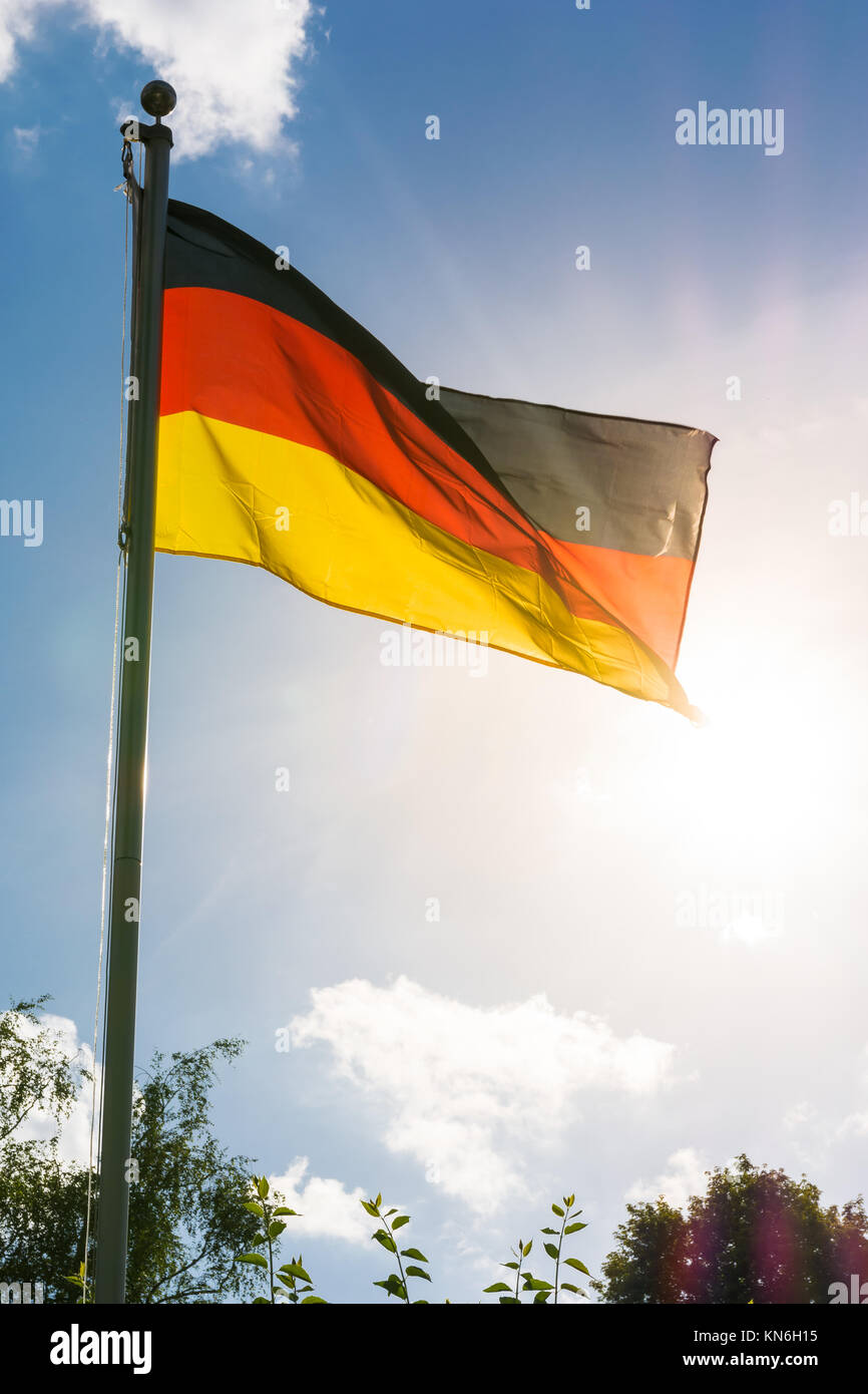 German european union flags waving hires stock photography and images