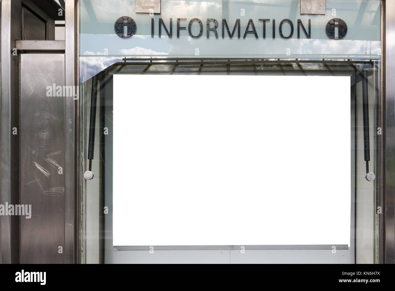 Blank White Information Sign Transportation Tourist Travel System Isolated Stock Photo