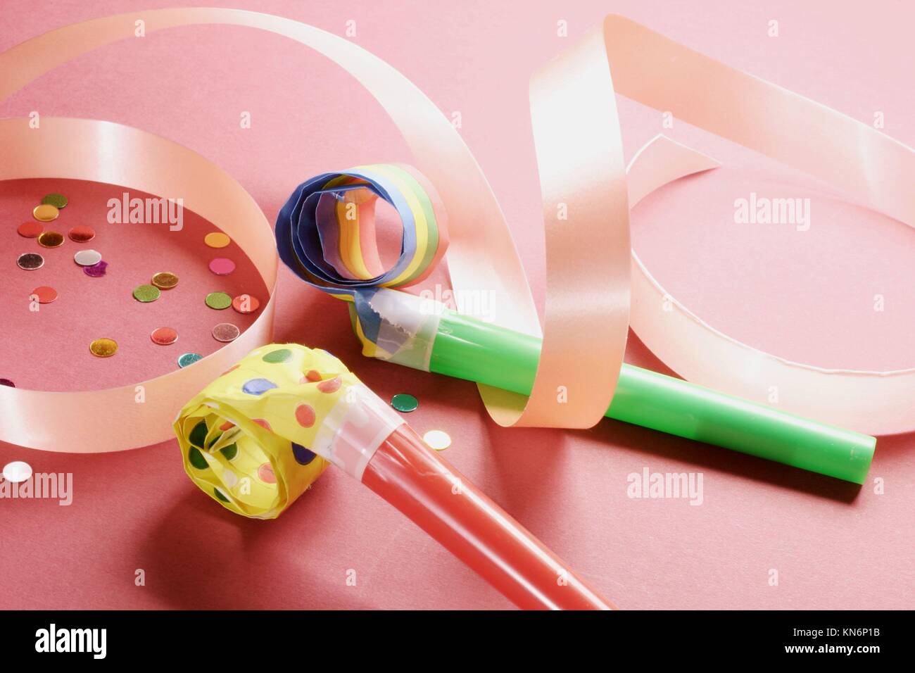 Party blowers and ribbon Stock Photo Alamy