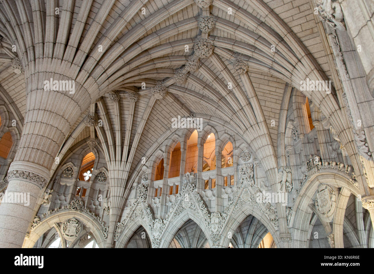 Interior architectural design of Parliament Hill in Ottawa. Stock Photo