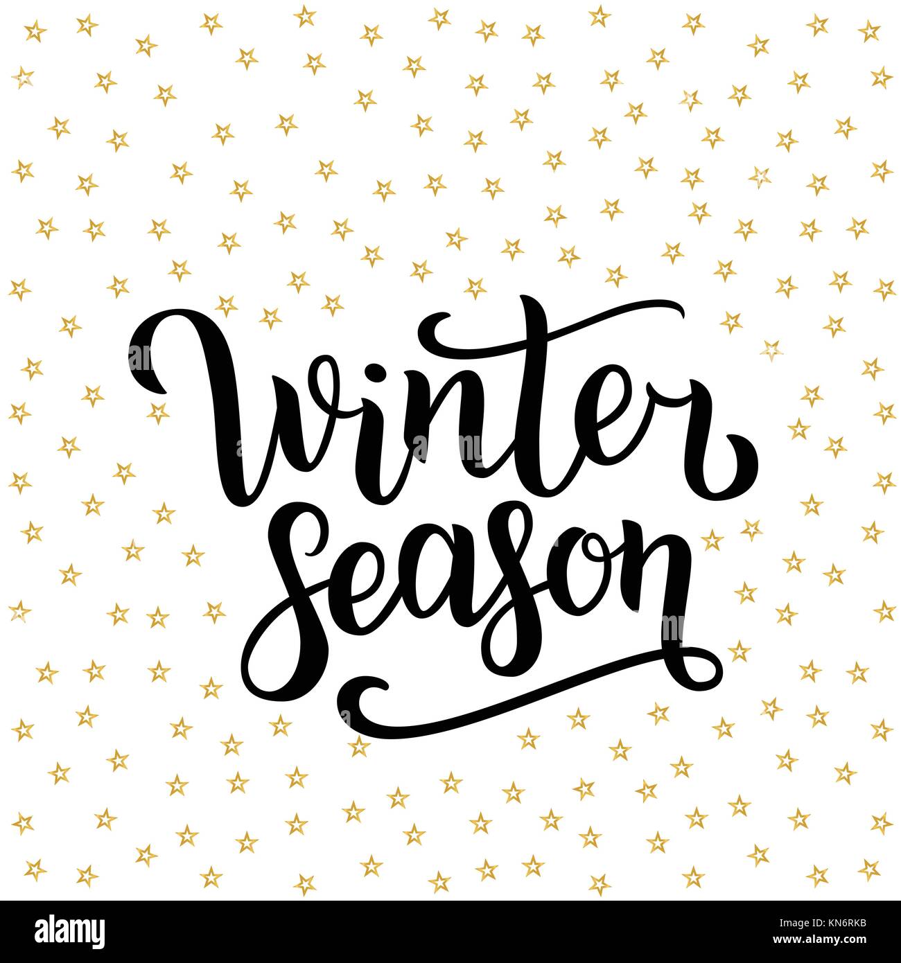 Winter season hand drawn lettering isolated on white background with ...