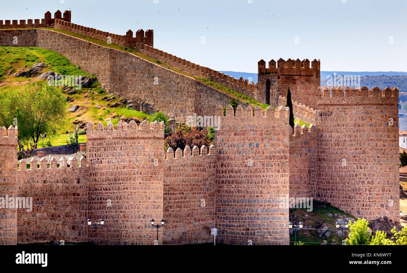 Avila Ancient Medieval City Walls Castle Castile Spain. Avila is