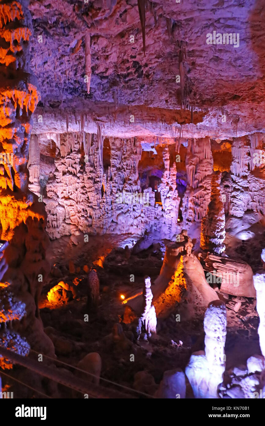 BEIT-SHEMESH, ISRAEL - SEPTEMBER 23, 2017: Avshalom Cave, also known as Soreq Cave, a large stalactites cave near Beit-Shemesh in central Israel Stock Photo