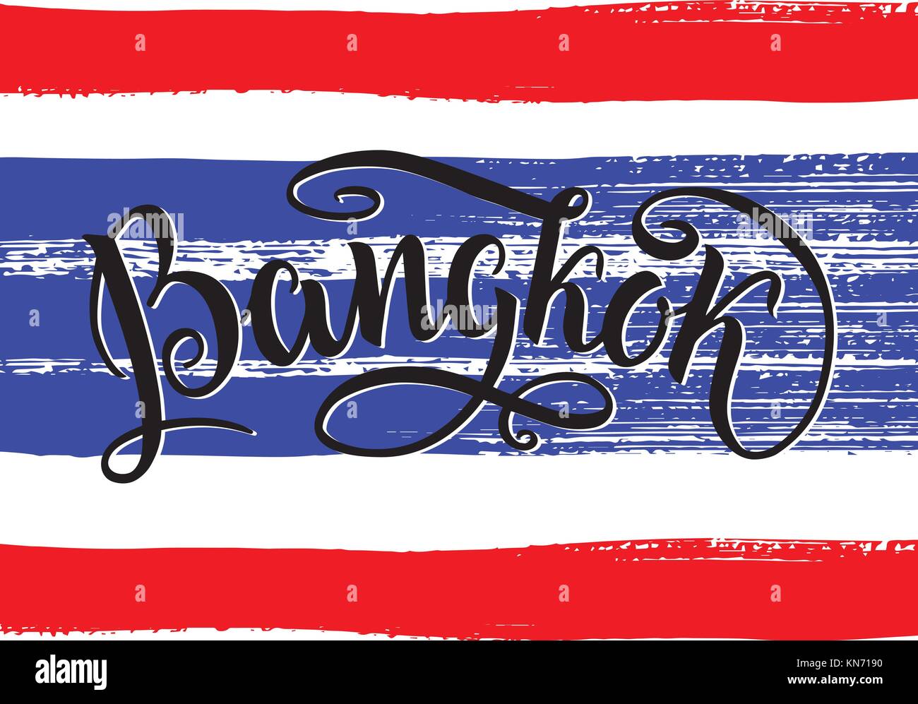 Bangkok lettering icon, Thailand. City logo isolated on raw thai ...