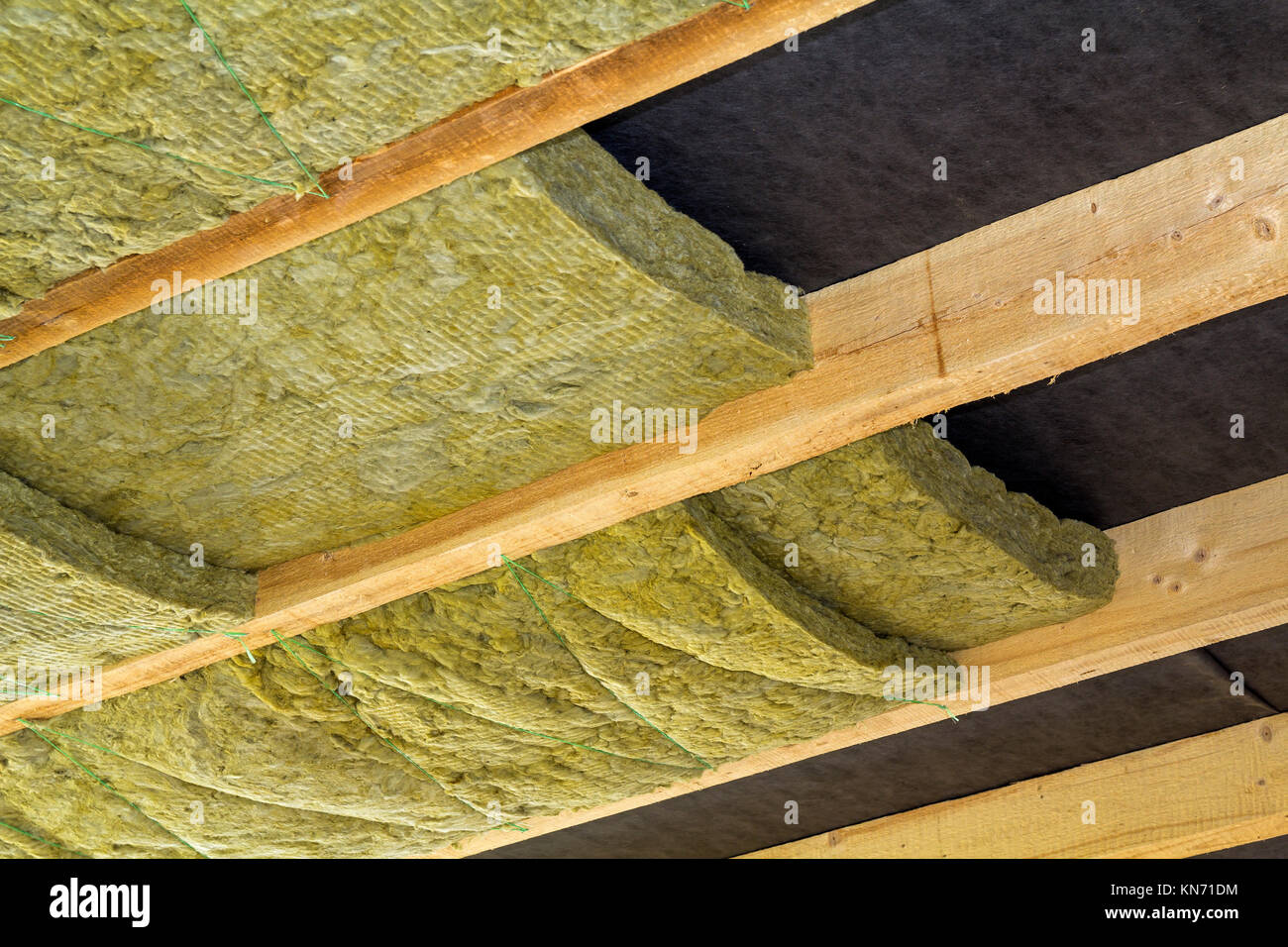 Thermal Insulation Mineral Rock Wool Installation At The New