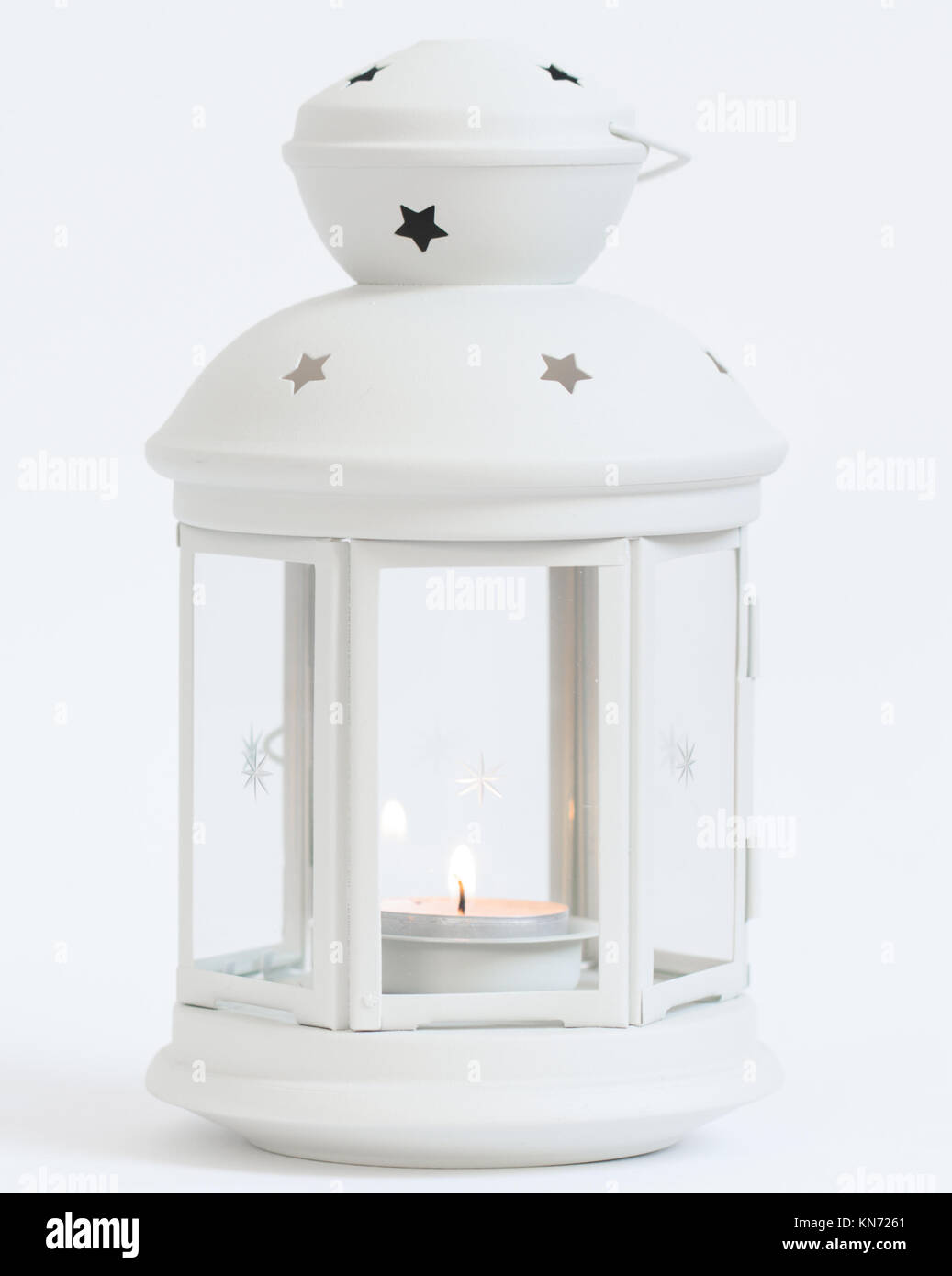 decorative white lantern isolated on white Stock Photo