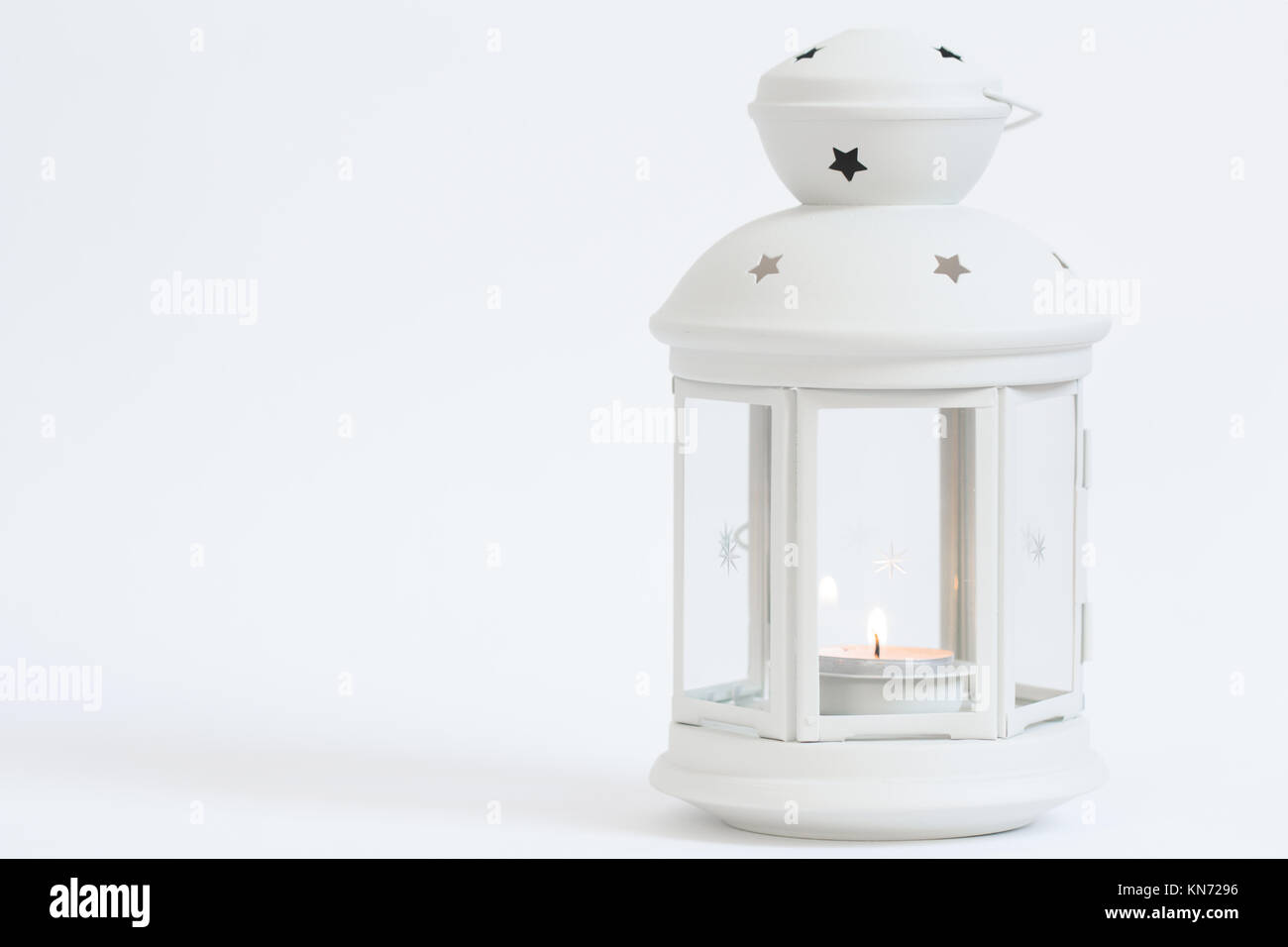 lantern with candle and copy space Stock Photo
