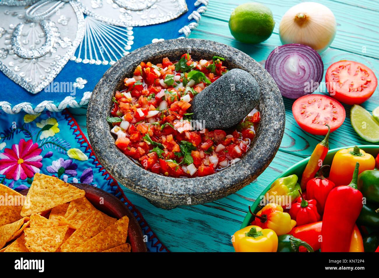Pico de Gallo sauce from Mexico with tomato cilantro and onion in