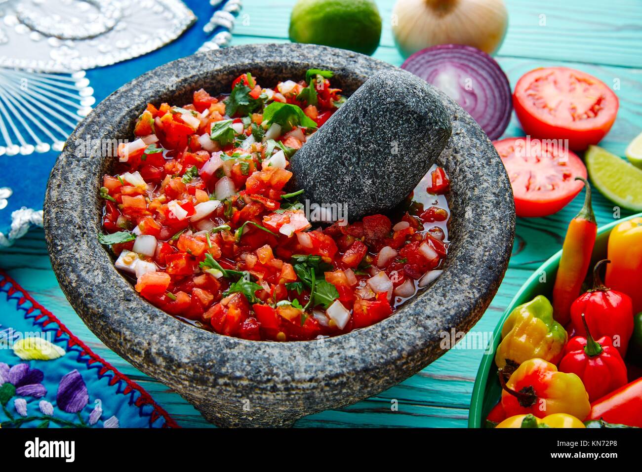 Pico de Gallo sauce from Mexico with tomato cilantro and onion in