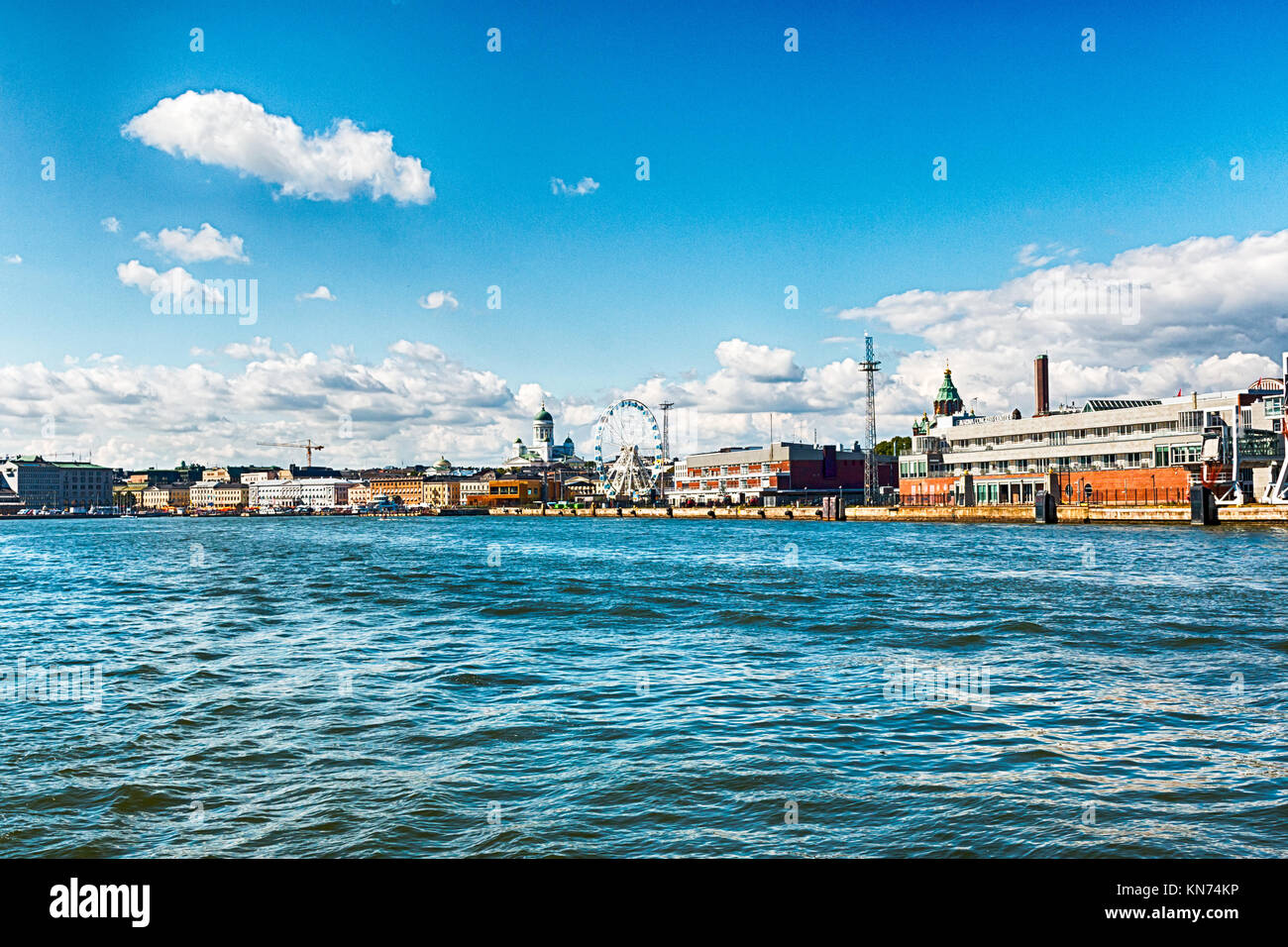 Cityscape and skyline of Helsinki, capital of Republic of Finland. Sunny summer day. HDR. Stock Photo