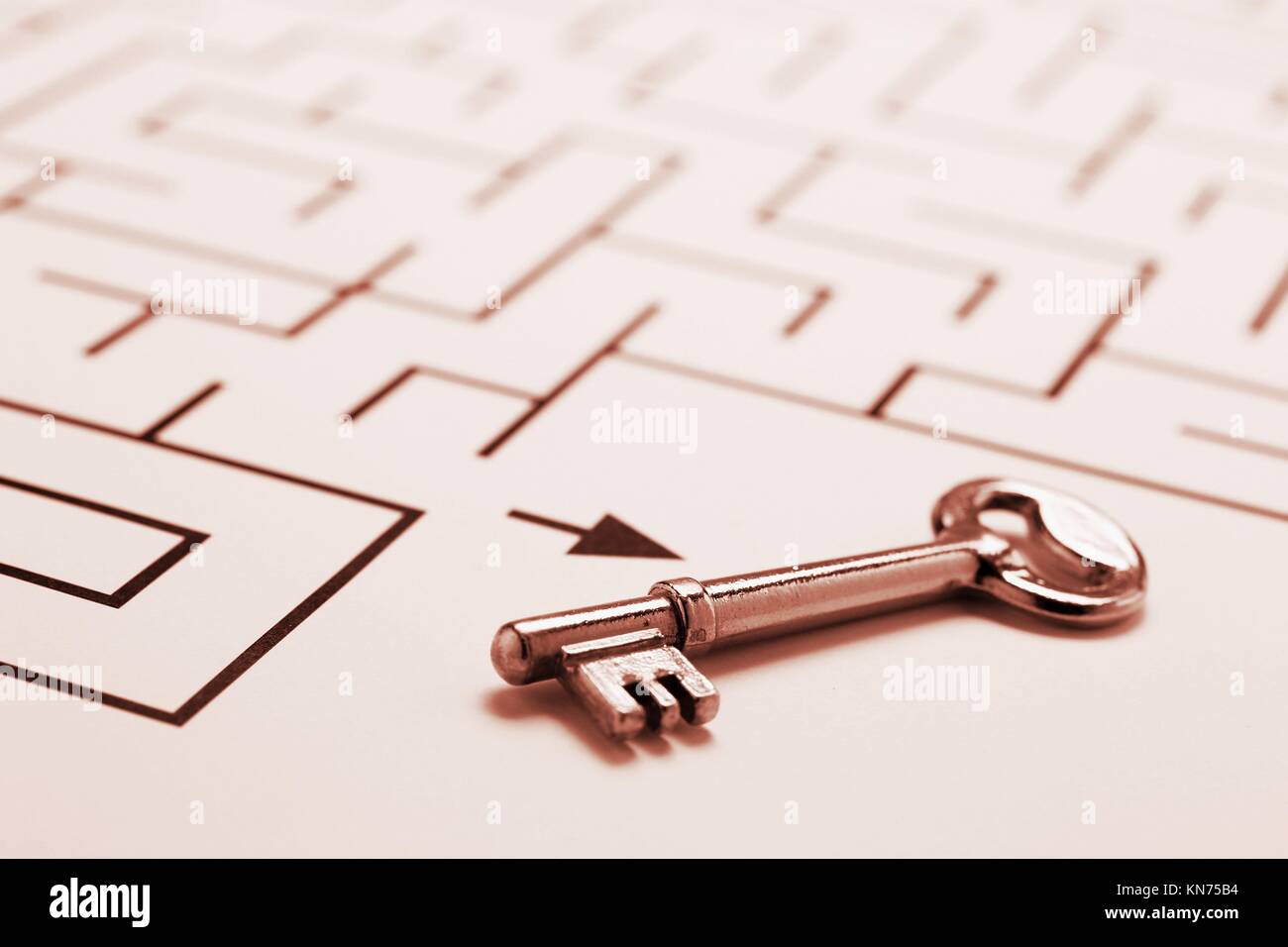 Key and maze Stock Photo Alamy