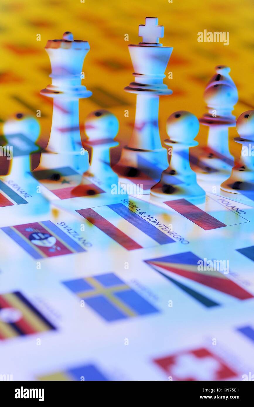 Chess and world flags Stock Photo Alamy