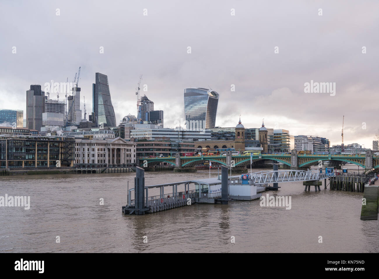 View across the River Thames towards the City of London as seen from the south bank, London, England, UK. Stock Photo