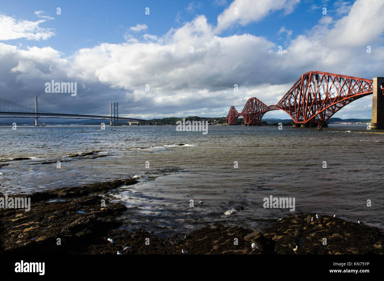 South Queensferry and the Forth bridges 2017 Stock Photo