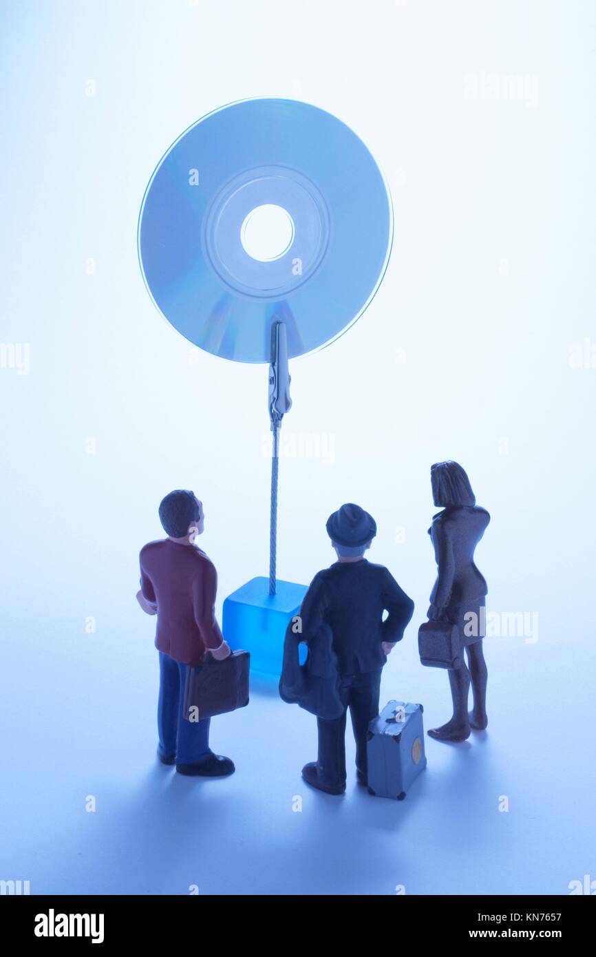 Business People Figurines and Memo Holder with CD Stock Photo Alamy