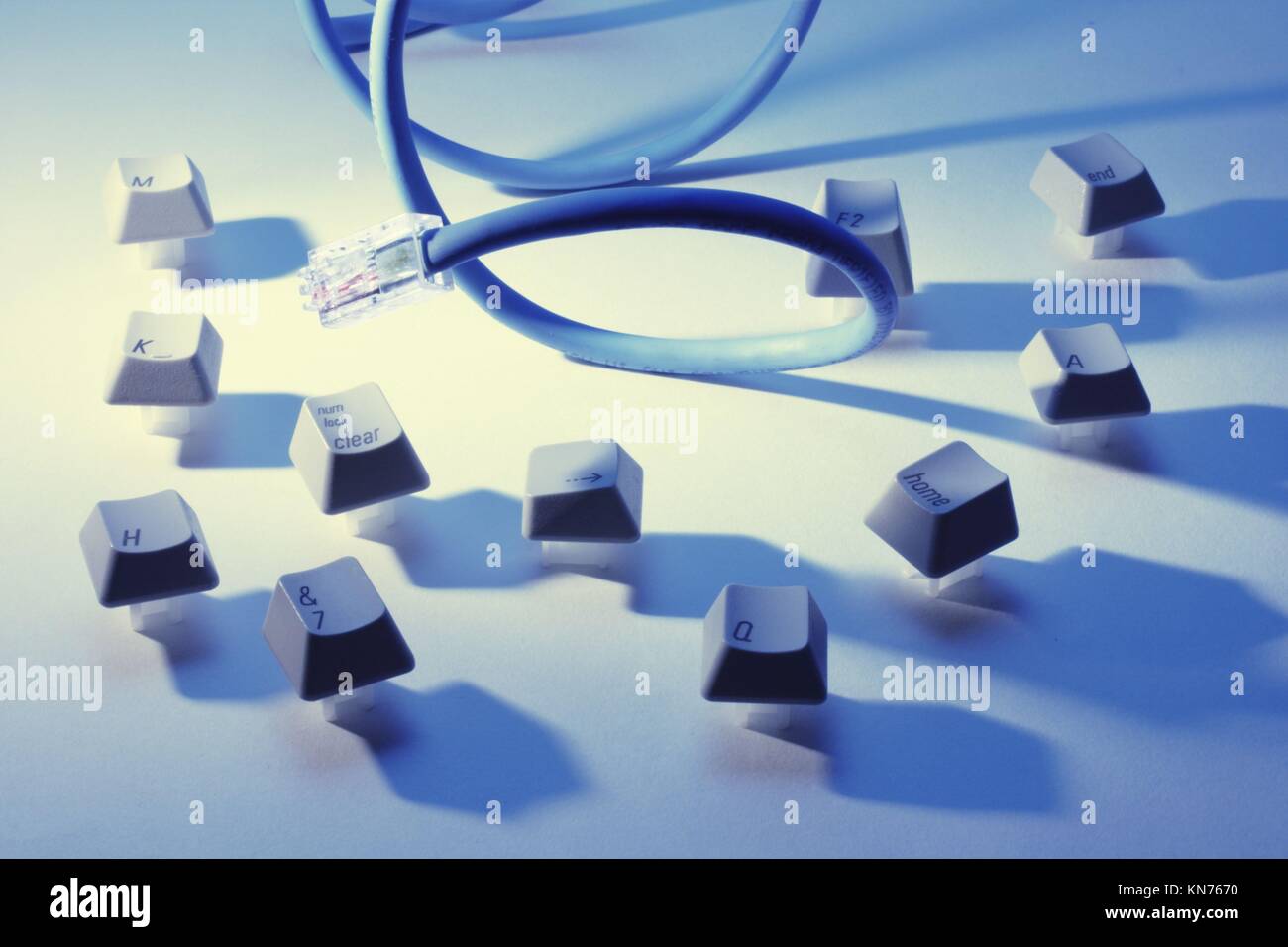 Computer Keys and Network Cable Stock Photo Alamy