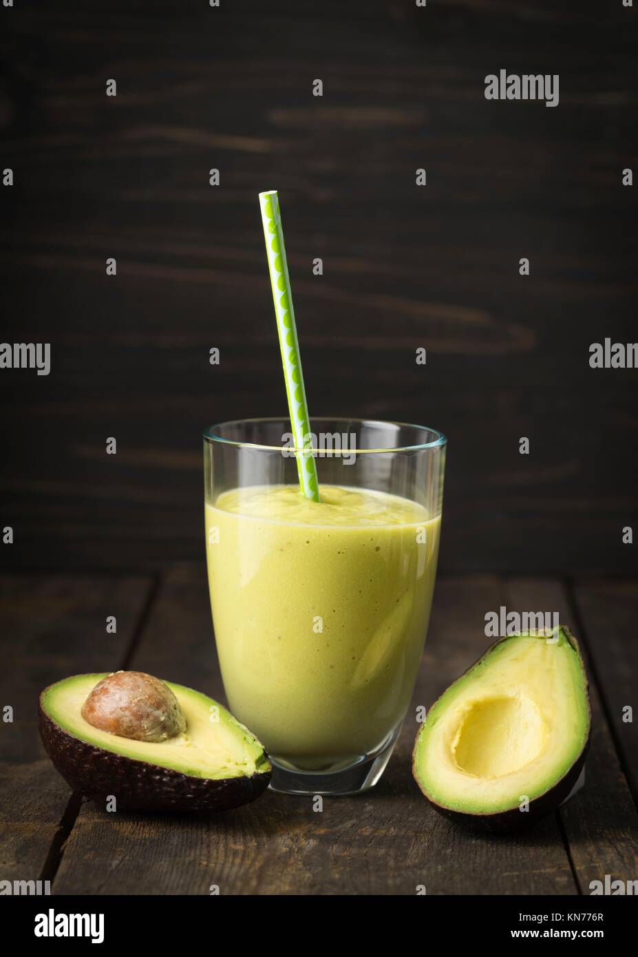 Healthy green smoothie with avocado in a glass Stock Photo Alamy