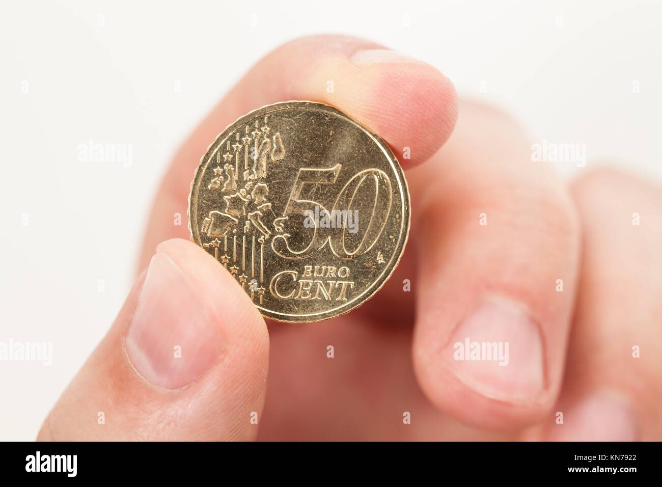 50 Euro cent coin. Stock Photo