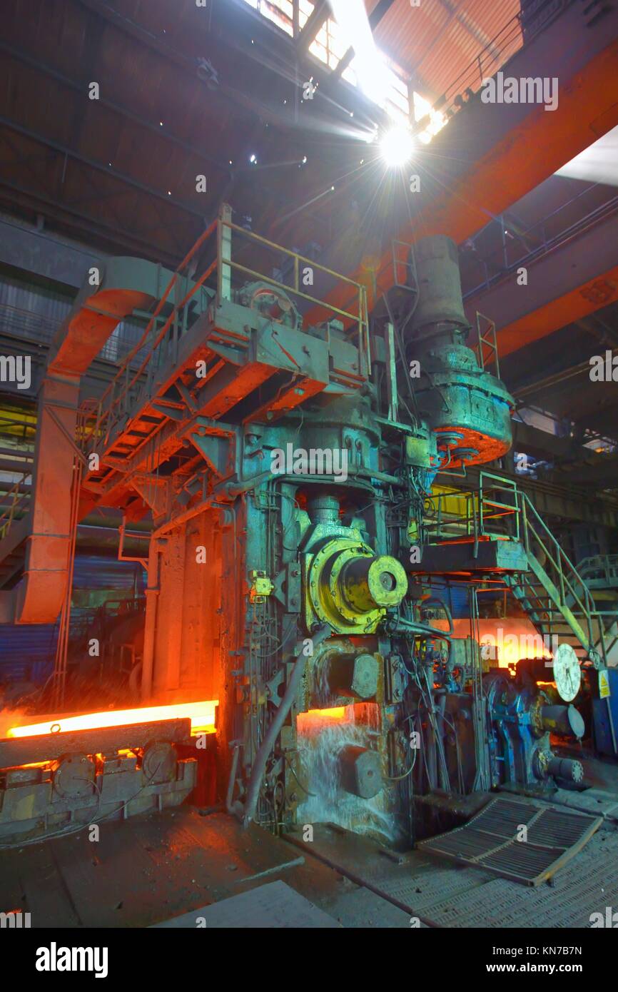 Hot slab are rolling in mill Stock Photo Alamy
