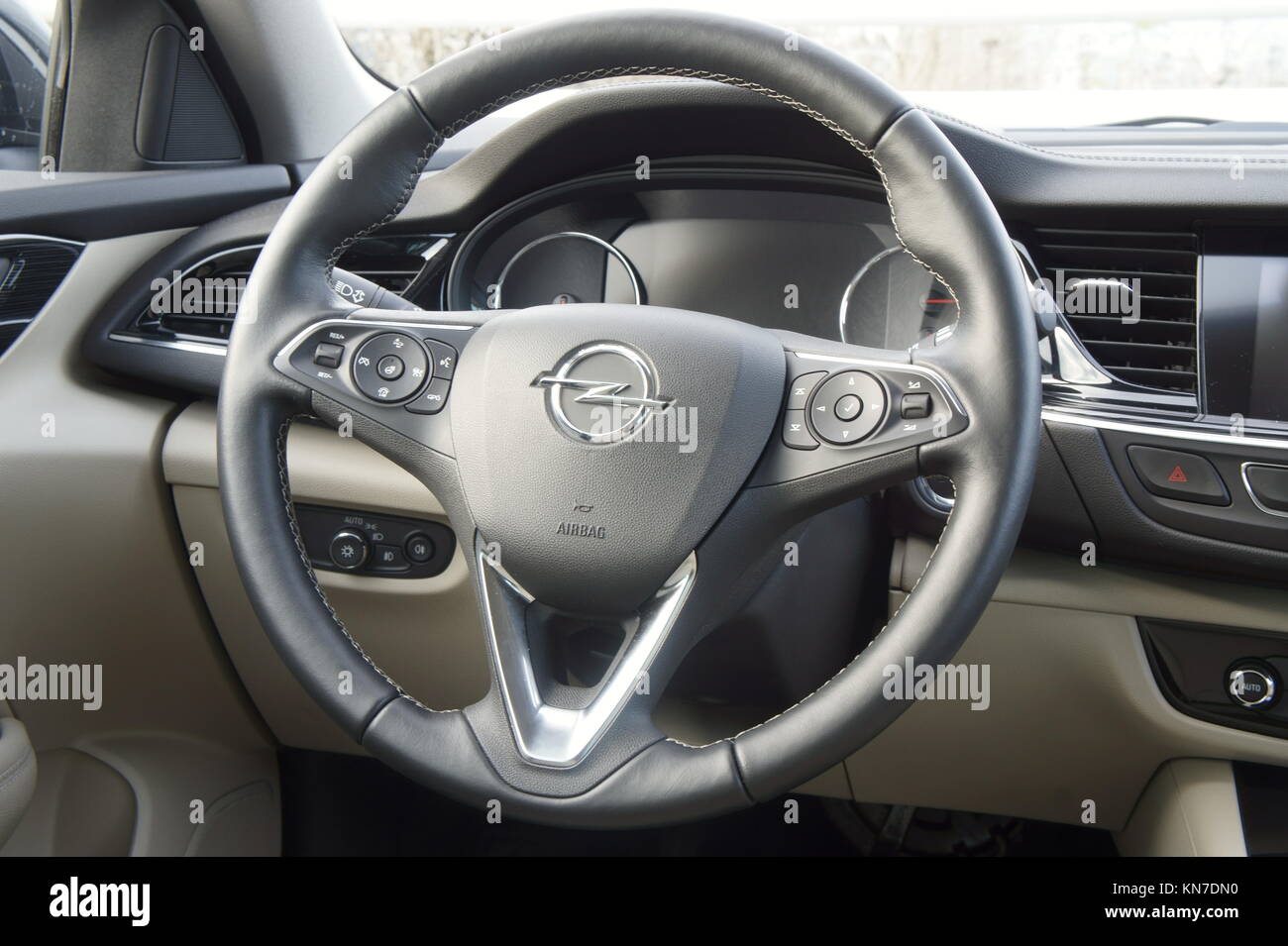Car Steering wheel (2017 Opel Insignia) Stock Photo