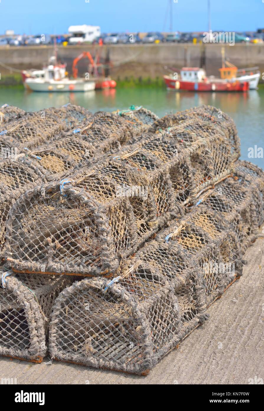 Lobster and Crab Traps in harbor Stock Photo Alamy