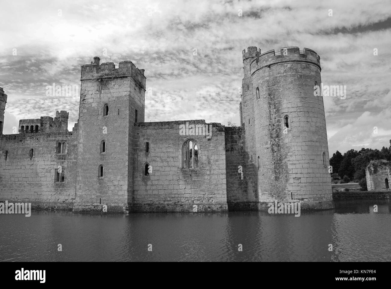 The 14th Century moated castle at Bodiam in East Sussex, England on August 20, 2012. Stock Photo
