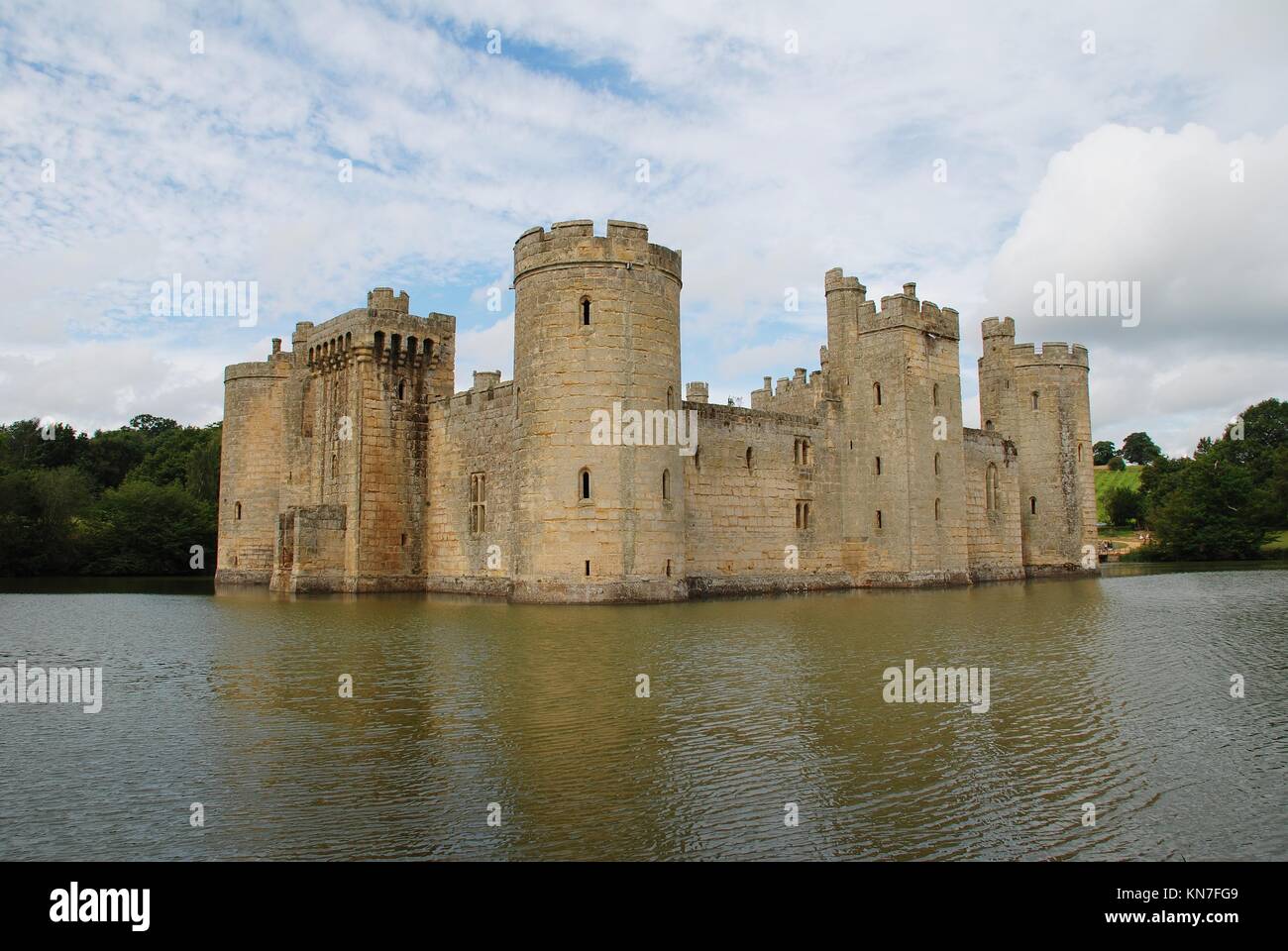The 14th Century moated castle at Bodiam in East Sussex, England on August 20, 2012. Stock Photo