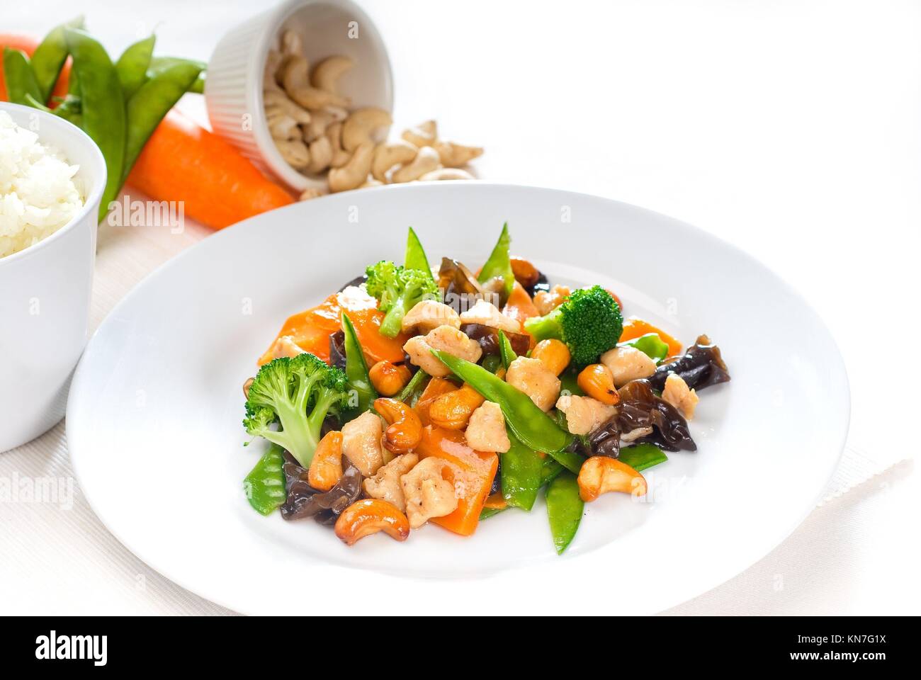 fresh chicken and vegetables stir fried with cashew nuts,typical chinese dish Stock Photo Alamy