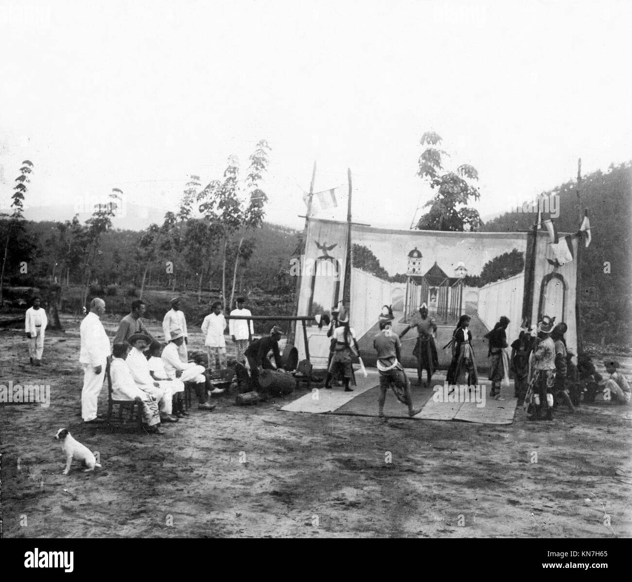 Wayang wang travelling dance theatre in East Java Indonesia in 1914 Stock Photo