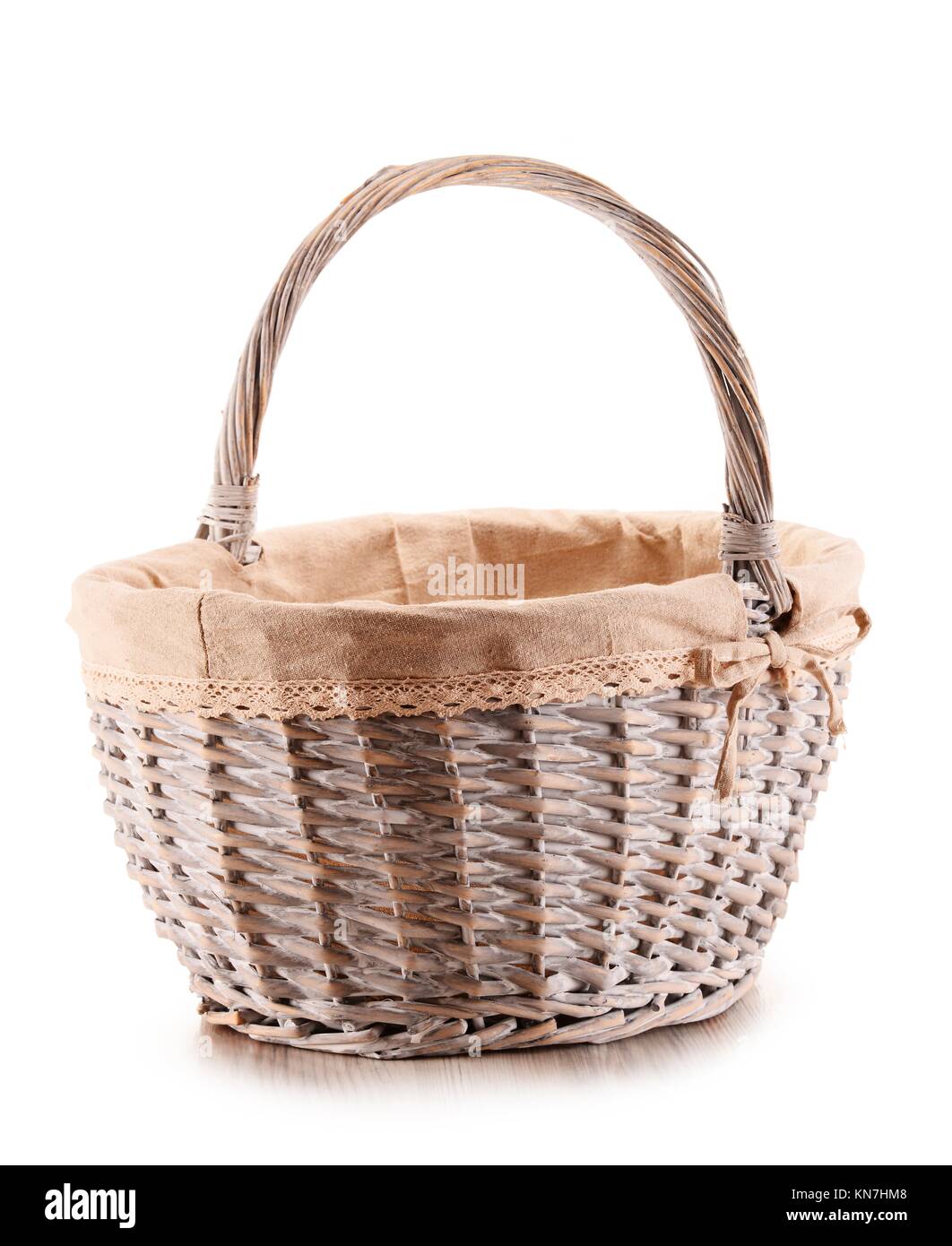 Empty wicker basket isolated on white background Stock Photo Alamy