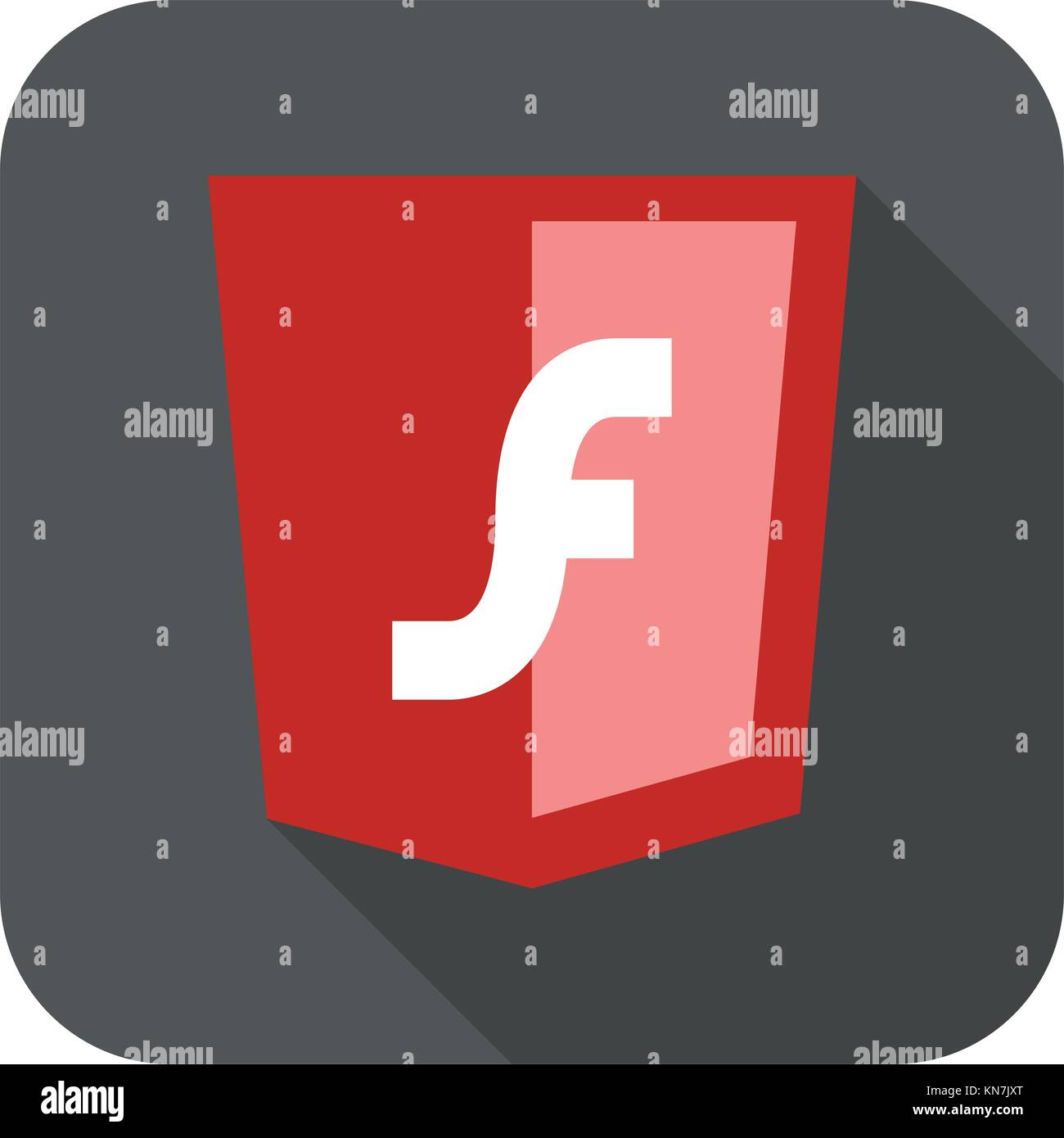 vector web development red shield sign - html5 styled badge with F letter shape. isolated icon Stock Vector