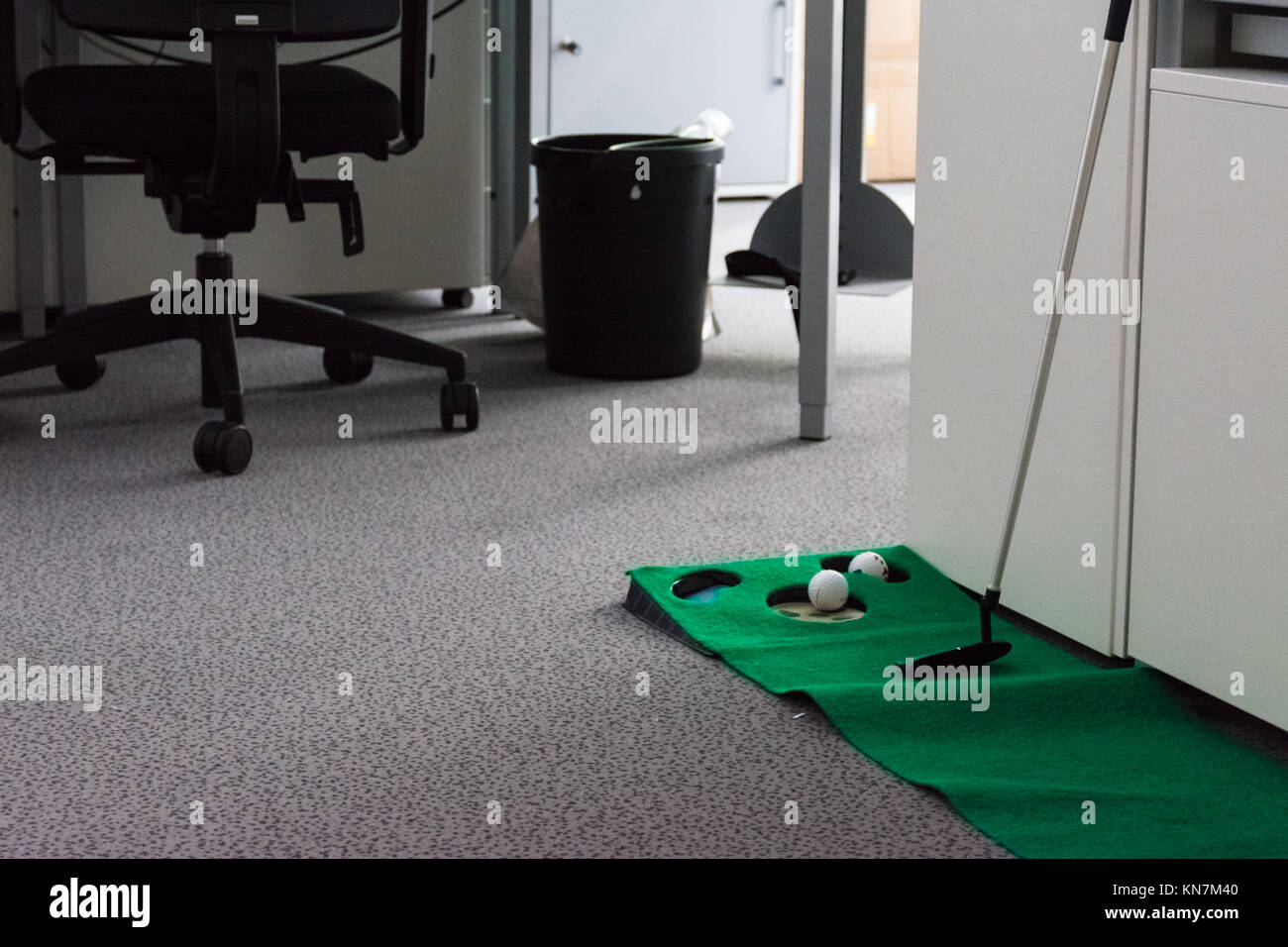 Putting Green in Modern White Office Corporate Fun Entertainment Sport